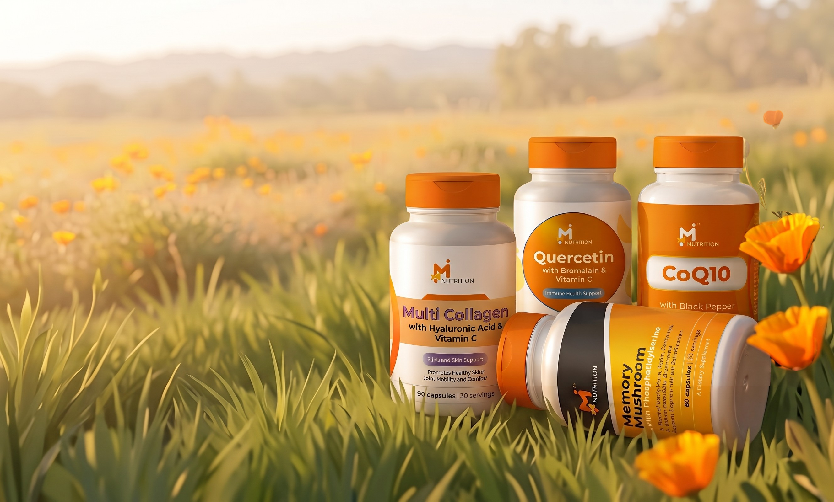 Merigold brand illustration with marigolds and a carousel