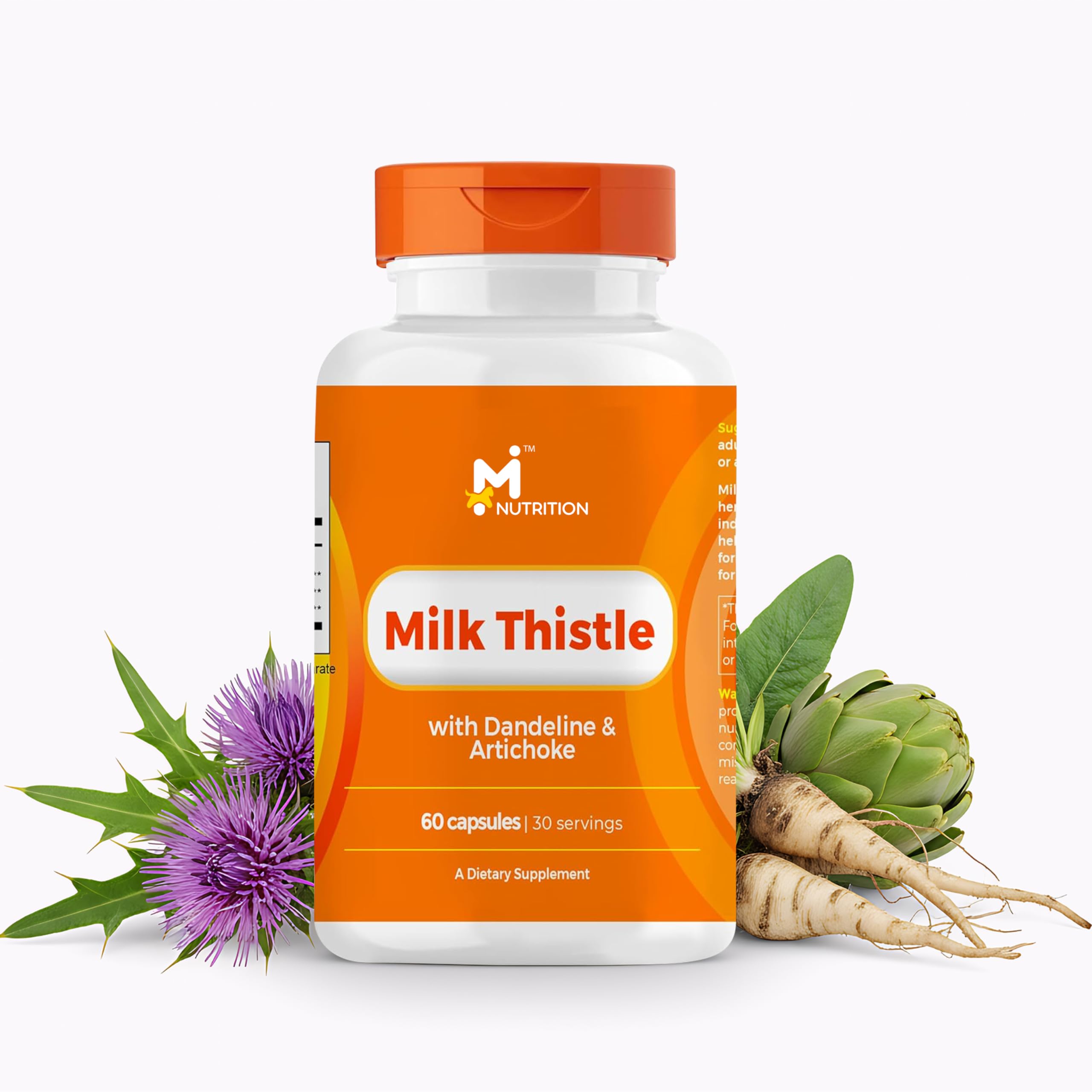 M Nutrition Milk Thistle liver support supplement with dandelion root and artichoke extract — 60 capsules